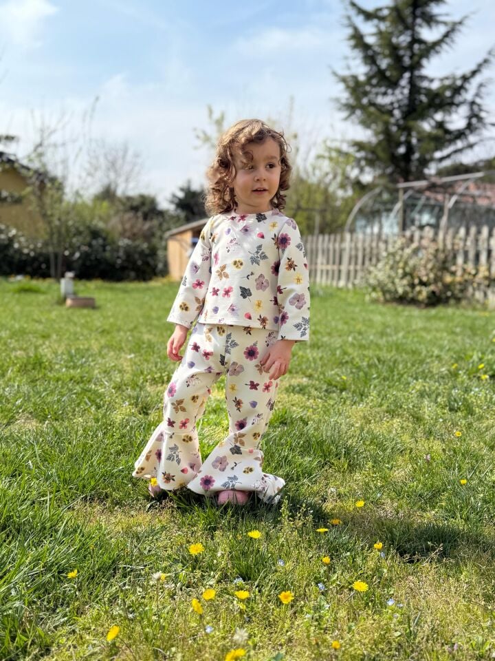 Örme Kız Çocuk İspanyol Paça İkili Takım