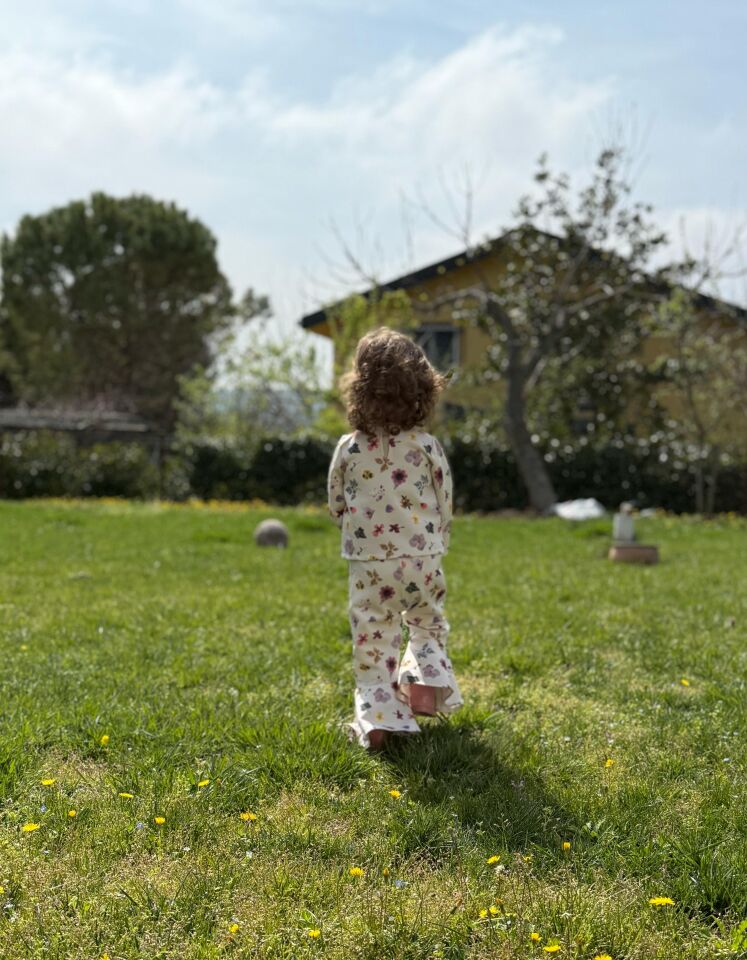 Örme Kız Çocuk İspanyol Paça İkili Takım