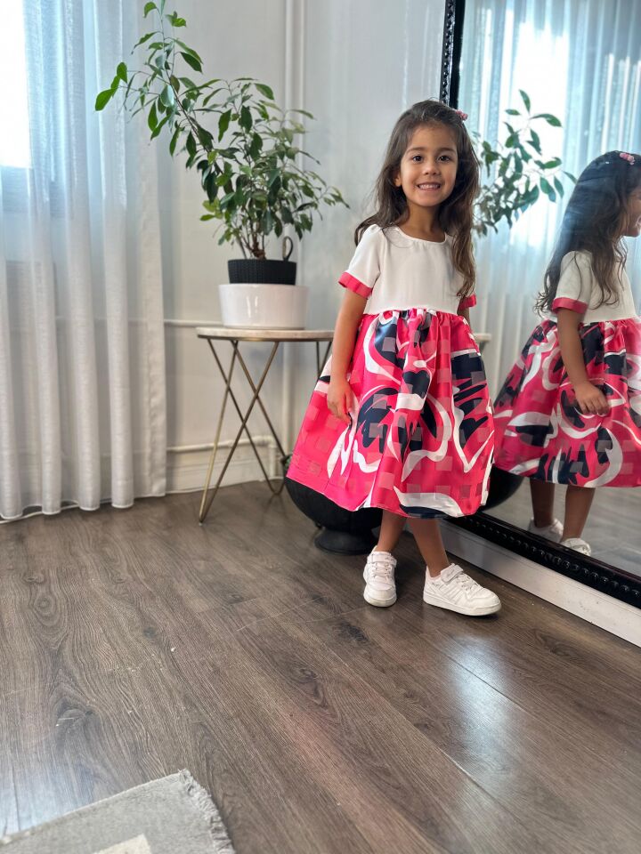 Koyu Pembe Kız Çocuk Elbise