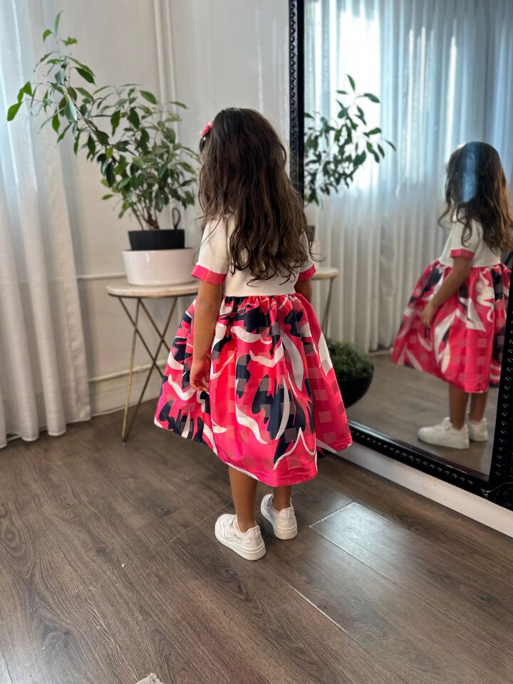 Koyu Pembe Kız Çocuk Elbise
