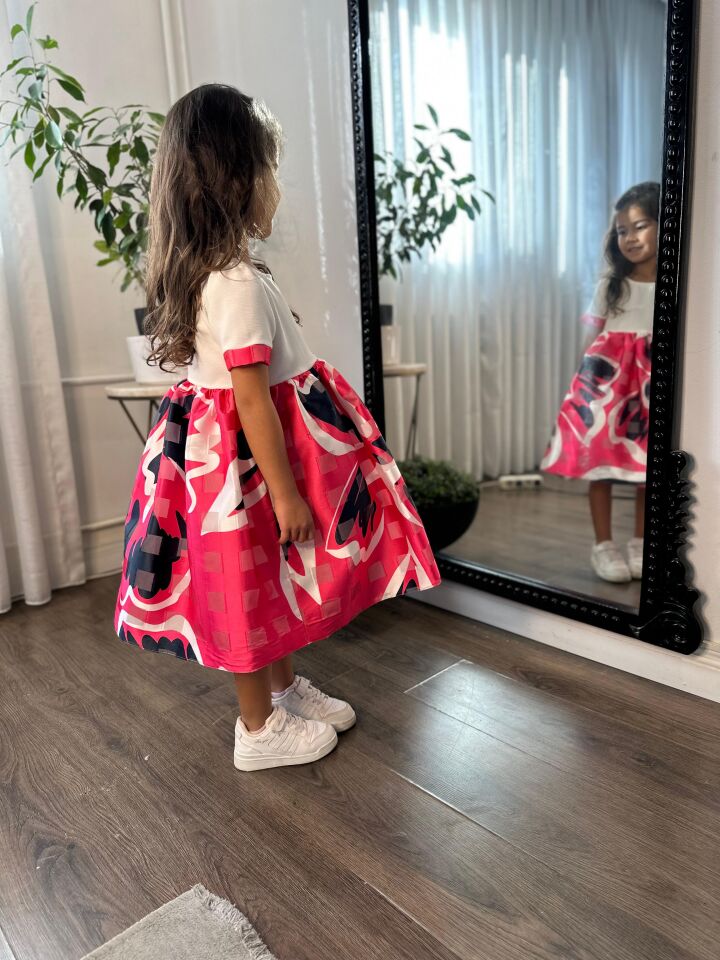 Koyu Pembe Kız Çocuk Elbise